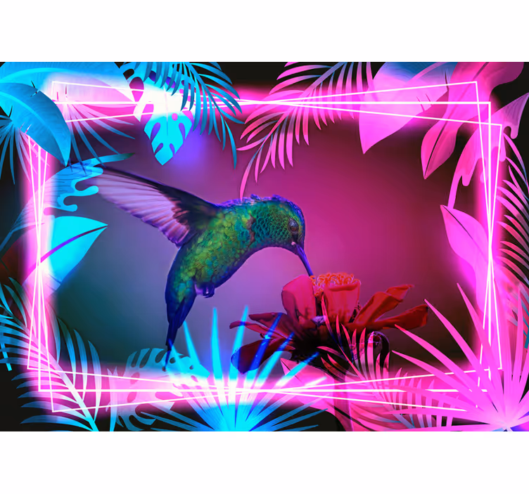 Kolibri og blomster fototapet dyr - Tenstickers