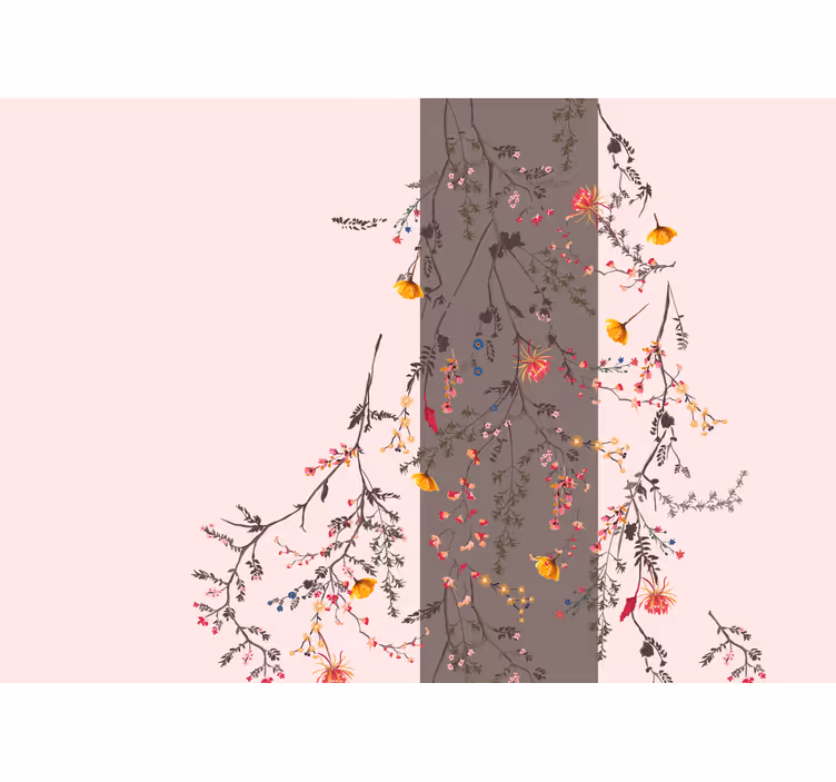 Floral gren silhuett fototapet blomster - Tenstickers