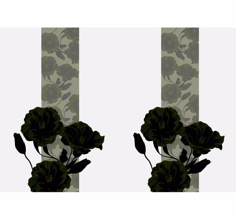 Fototapet blomster elegante svarte blomster - Tenstickers