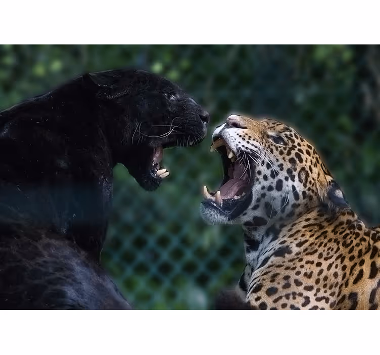 Kamp av vakre tigre fototapet dyr - Tenstickers