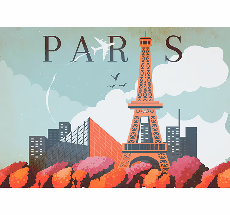 Fototapet paris eiffeltårnet bybilde - Tenstickers