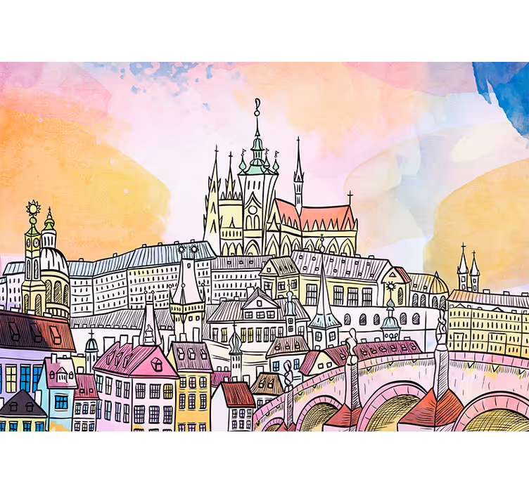 Fototapet byer praha slott utsikt - Tenstickers