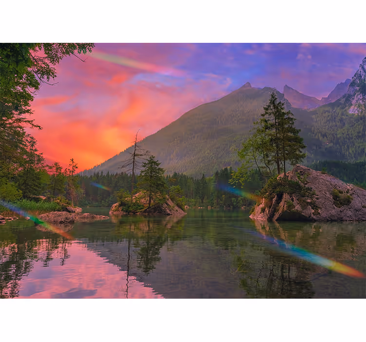Rolig refleksjon fototapet fjell - Tenstickers
