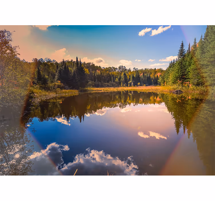 Fototapet landskap rolig vannspeil - Tenstickers