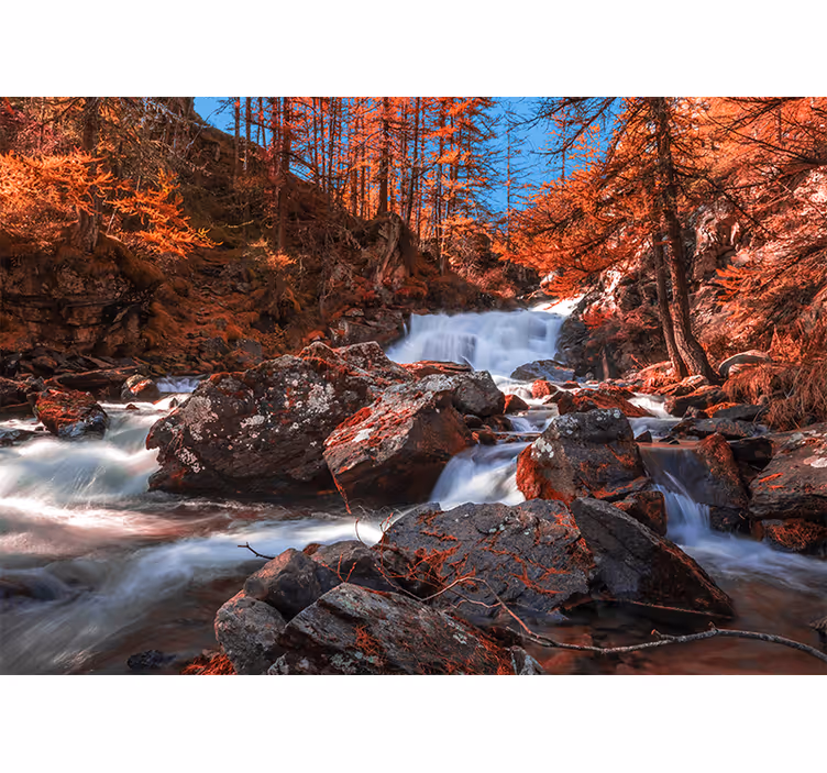 Fototapet fjell fossefall i stein - Tenstickers