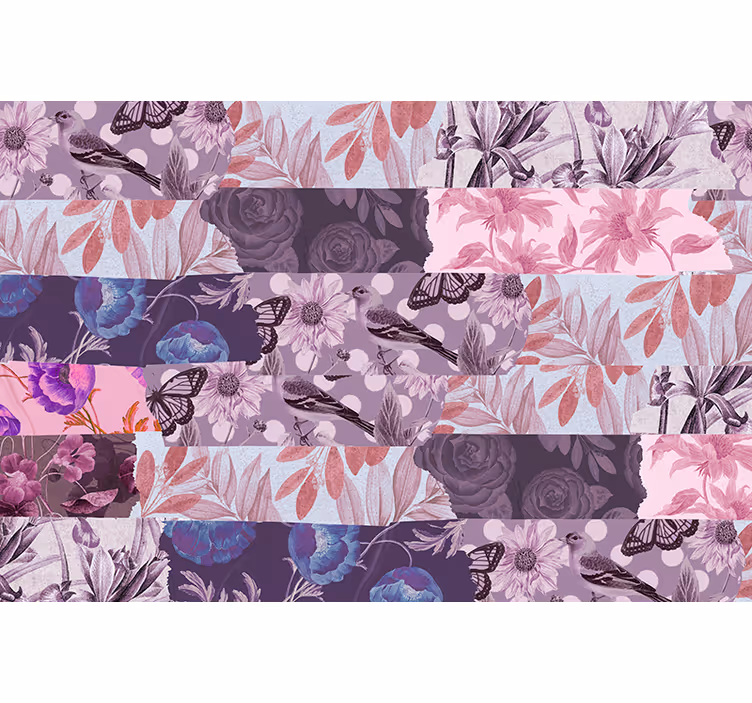 Blomster collage blomster fototapet - Tenstickers