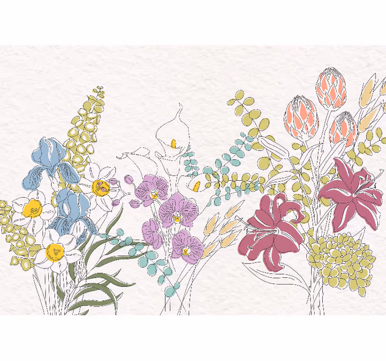 Malte blomster fototapet - Tenstickers