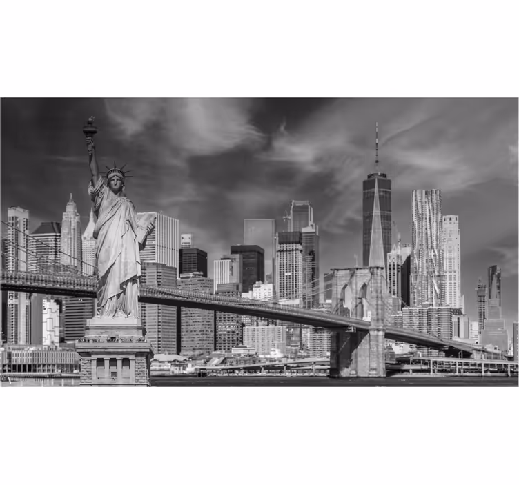 Svart og hvitt New York fototapet kontor - Tenstickers
