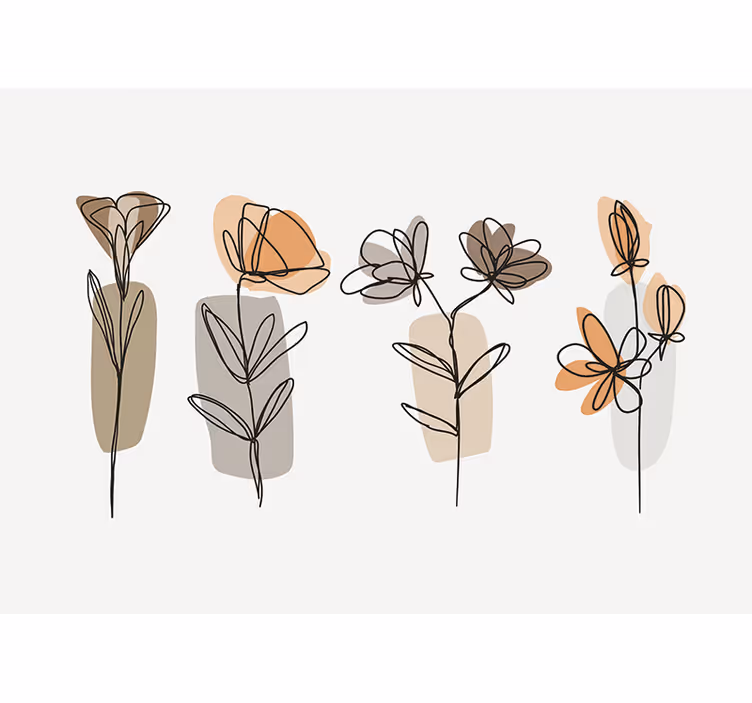 Minimalistisk stil blomster fototapet - Tenstickers