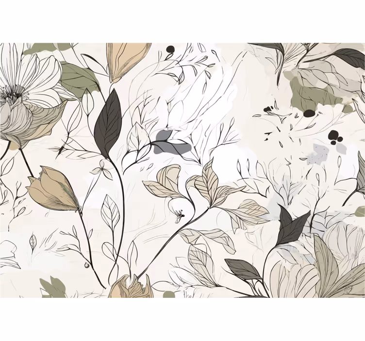Tegne blomster bad fototapet - Tenstickers
