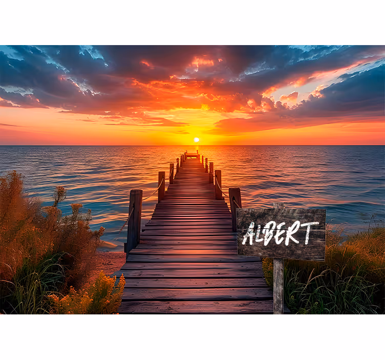 Navn på solnedgangsstiskilt fototapet ungdom - Tenstickers