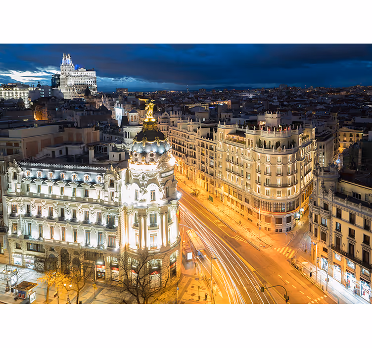 Madrid nattutsikt fototapet Madrid - Tenstickers