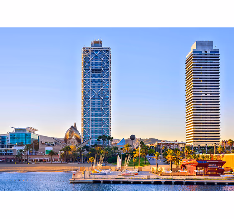 Kystutsikt fototapet Barcelona - Tenstickers