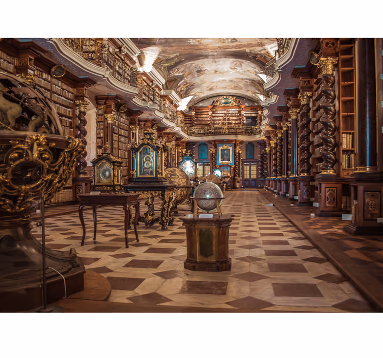 Gammelt bibliotek fototapet vintage - Tenstickers