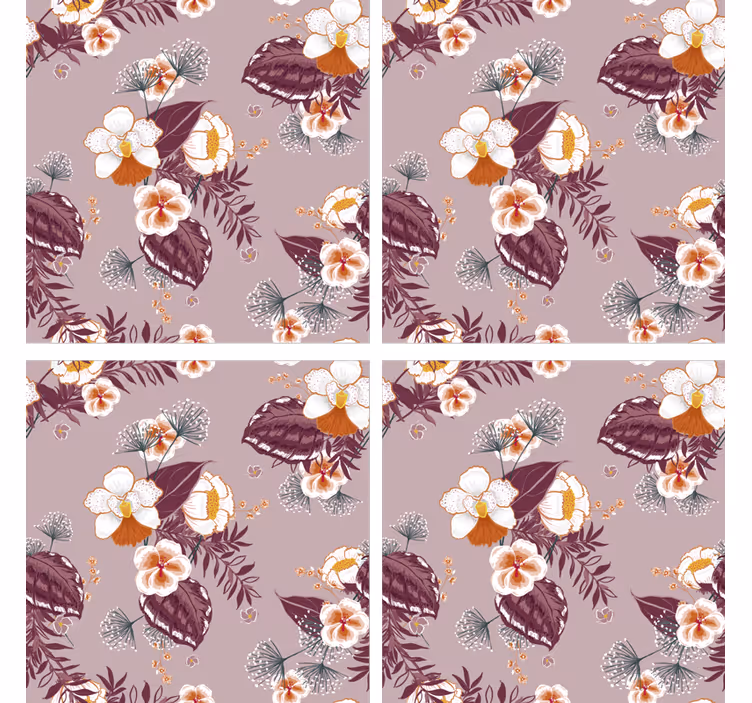 Fargerike blomstertrykk coaster - Tenstickers