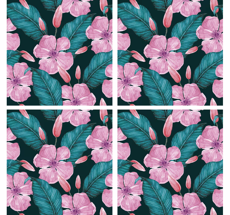 Blomster og blader underlag - Tenstickers