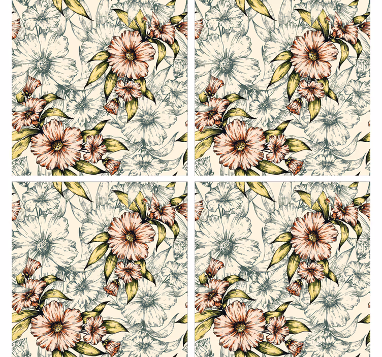 Vintage blomstertrykk coaster - Tenstickers