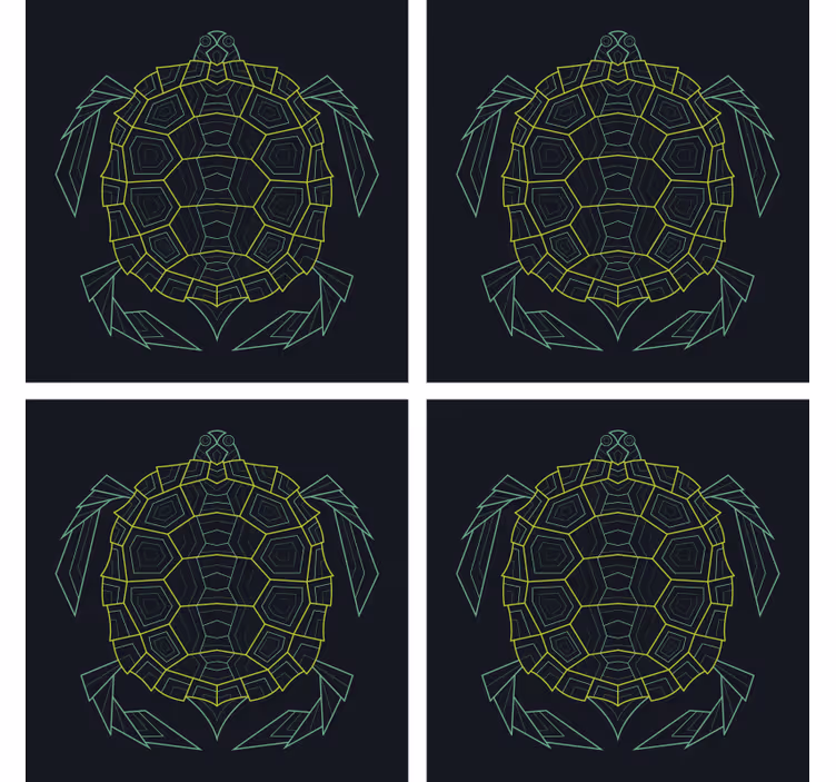 Abstrakt geometrisk skilpadde coaster sett - Tenstickers