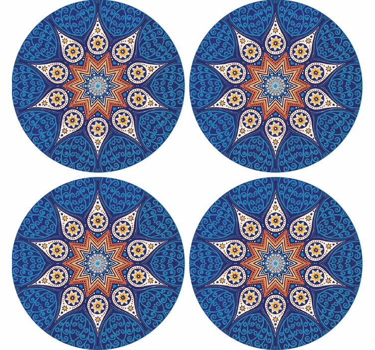 Underlag med intrikat blå mandala-design - Tenstickers