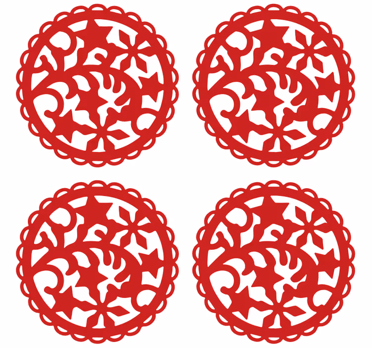 Jul snøfnugg vintage coaster - Tenstickers