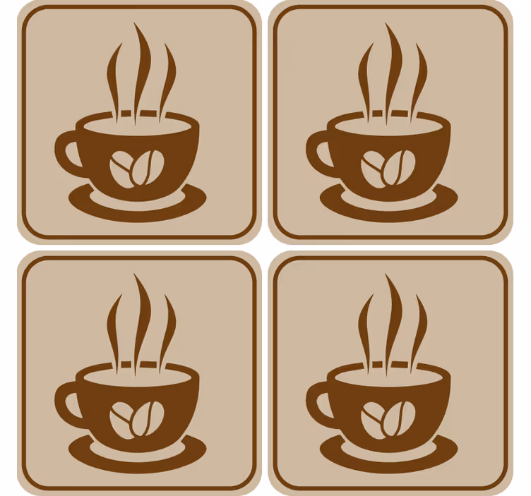 Kaffekopp med bønner vintage coaster - Tenstickers