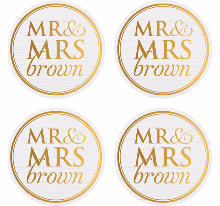 Personlig Mr & Mrs bryllup glassbrikke - Tenstickers