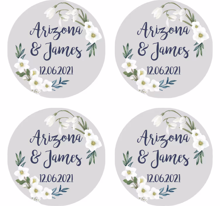 Blomster bryllup tilpasses bryllupet coaster - Tenstickers