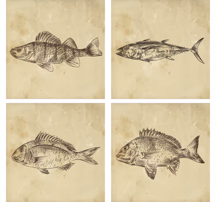 Fabelaktig vintage trukket fiskebaner - Tenstickers