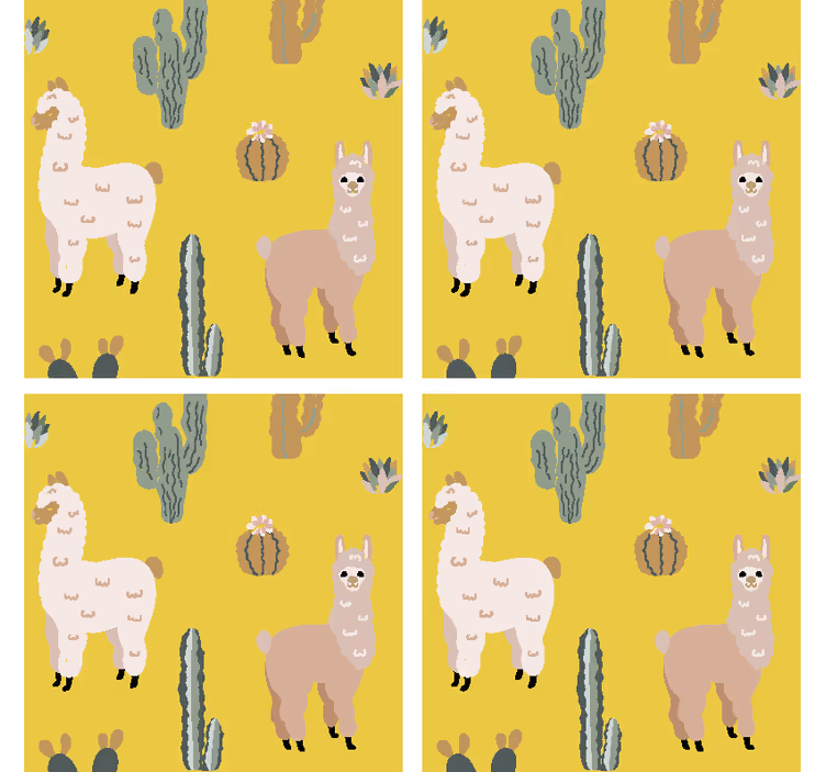 Lama og kaktus mønster underlag nerdete - Tenstickers