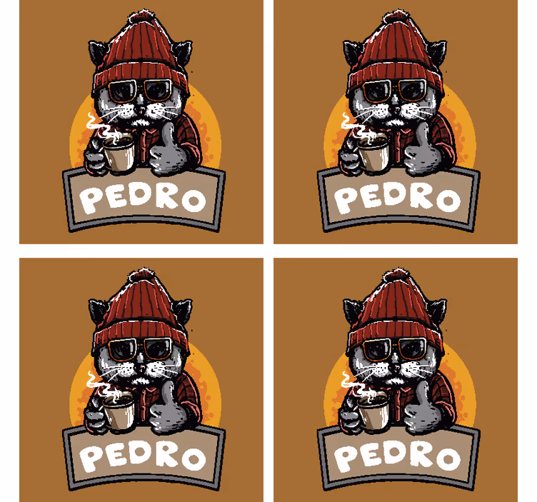 Retro katt med navn personaliserte olbrikker - Tenstickers