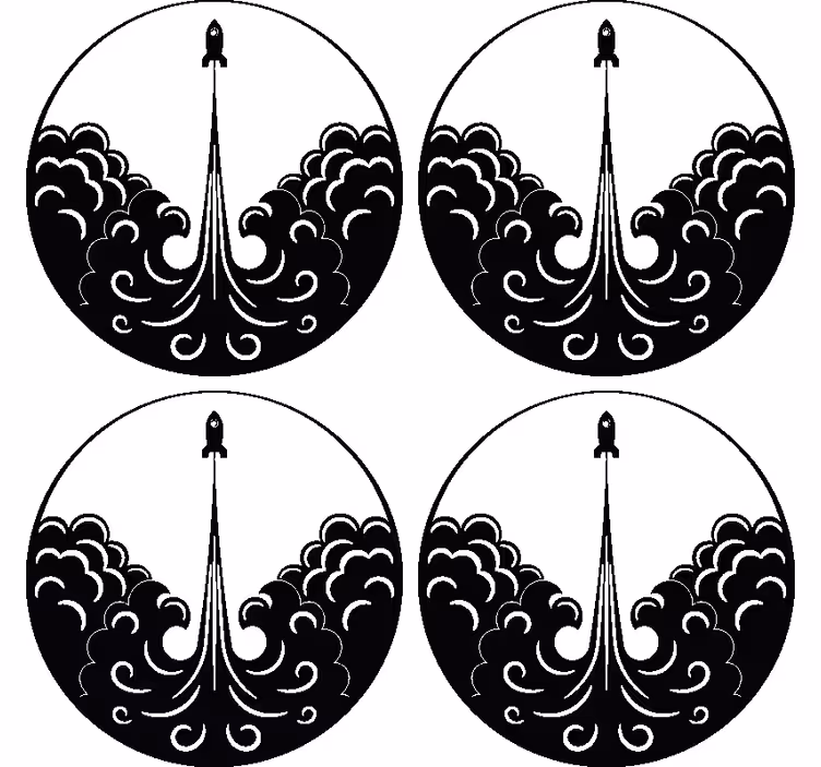 Retro rakett drink coaster - Tenstickers