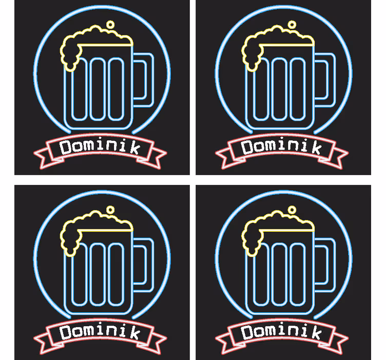 Neonøl med navn ølmatter - Tenstickers