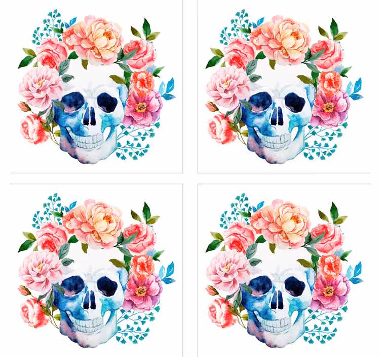 Blomstrete hodeskalle underlag nerdete - Tenstickers