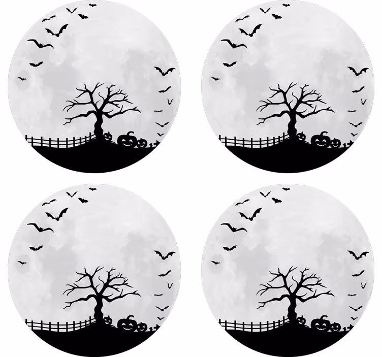 Halloween underlag skummel tre silhuett - Tenstickers
