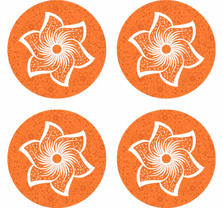 Stylish orange flora underlag øl - Tenstickers