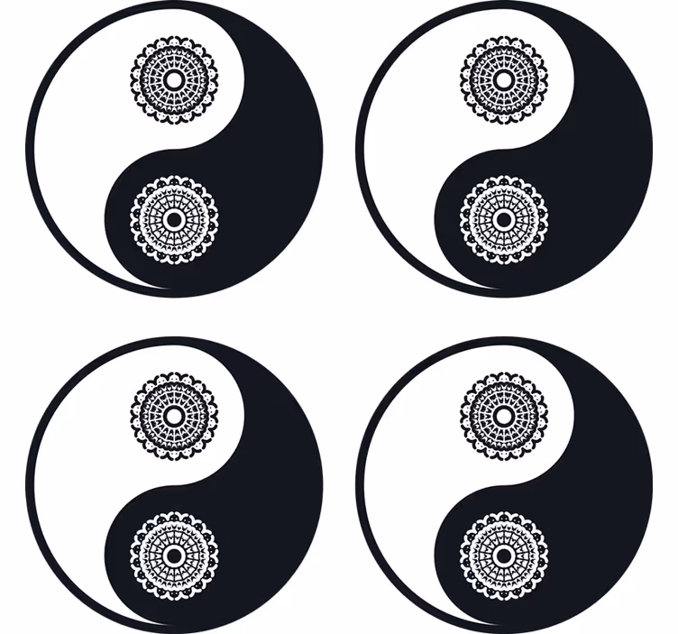 Underlag nerdete yin yang mandala mønstre - Tenstickers
