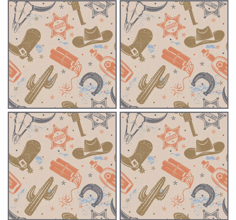 Underlag nerdete cowboytema elementer - Tenstickers