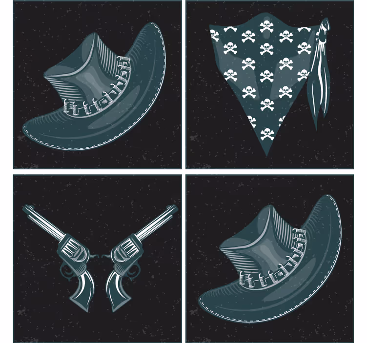 Underlag nerdete kryssete revolvere og bandana - Tenstickers