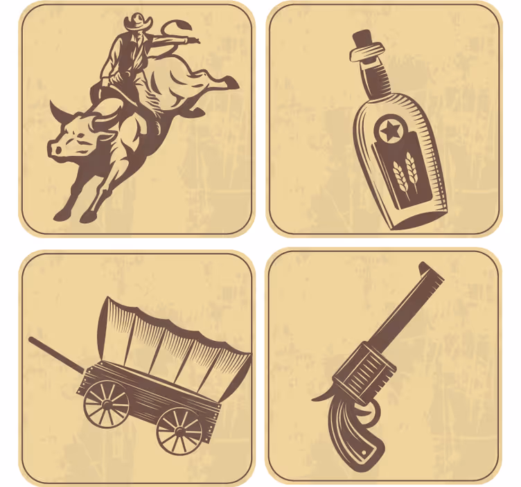 Vintage underlag rodeo cowboy kunstverk - Tenstickers