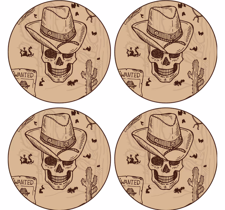 Dødningehode med cowboyhatt underlag nerdete - Tenstickers