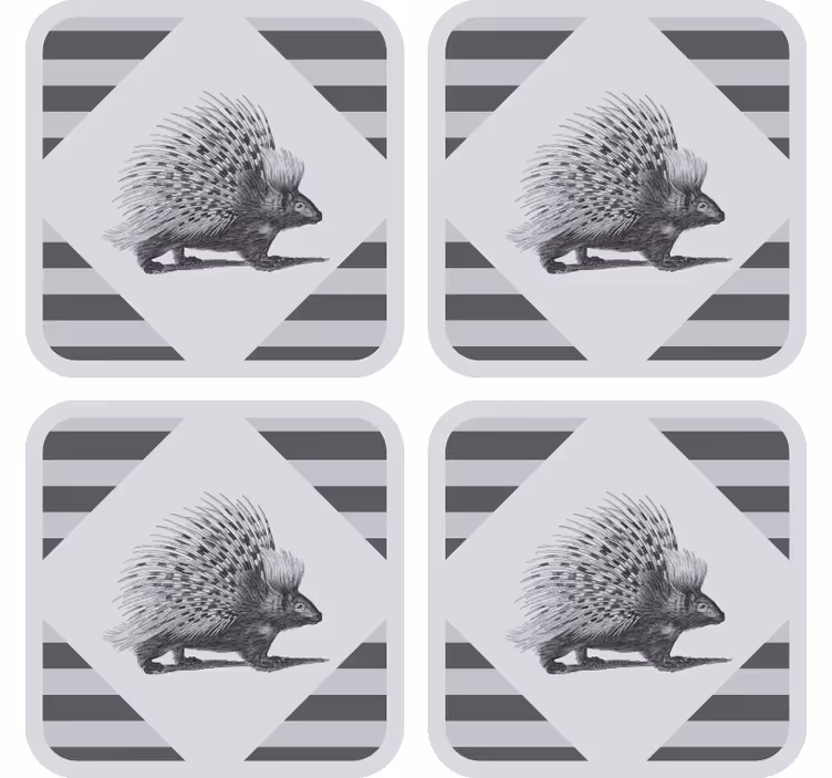 Underlag moderne med illustrasjon av pinnsvin med striper - Tenstickers