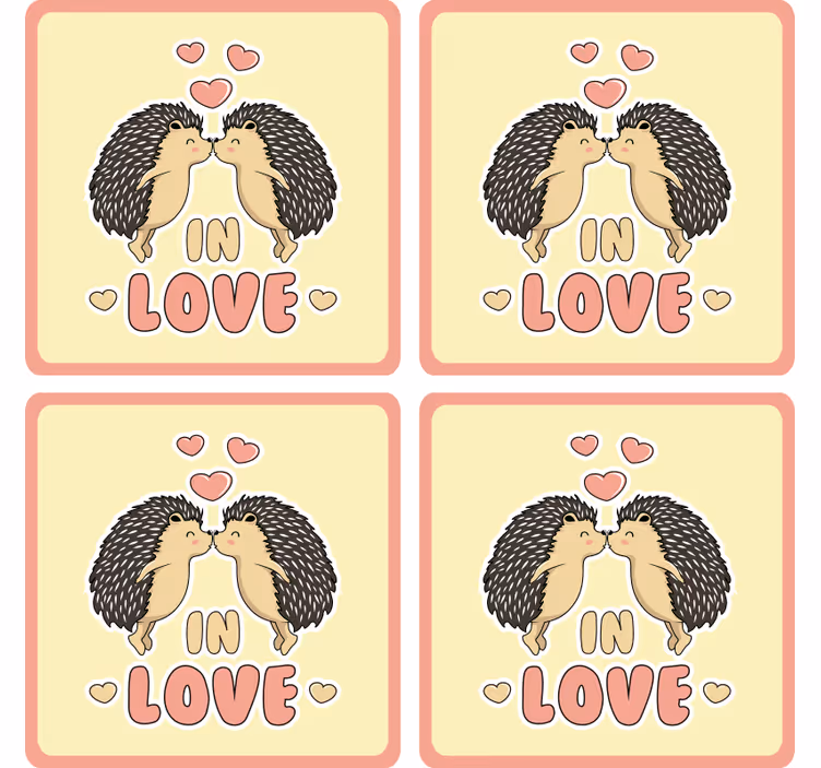 Moderne underlag med pinnsvin som kysser hjerter - Tenstickers
