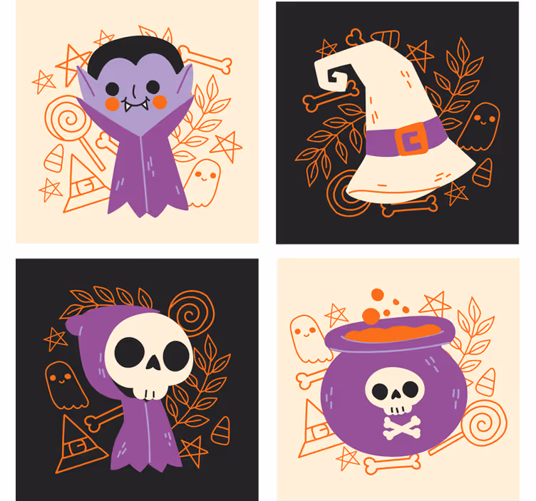 Søte halloween monstre drikker dalbane - Tenstickers