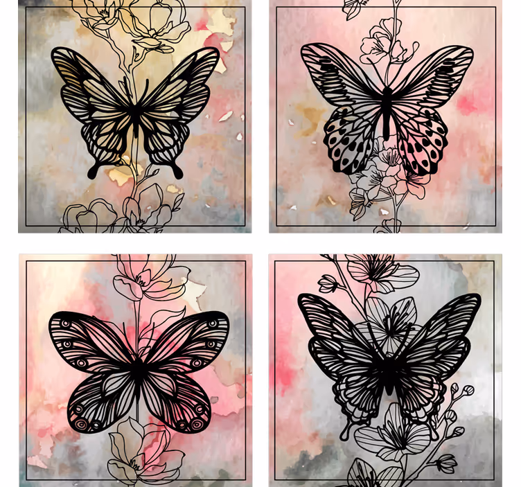 Art butterfly drink coaster - Tenstickers