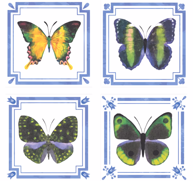 Fargerike sommerfugler fliser sommerfugl dalbane - Tenstickers
