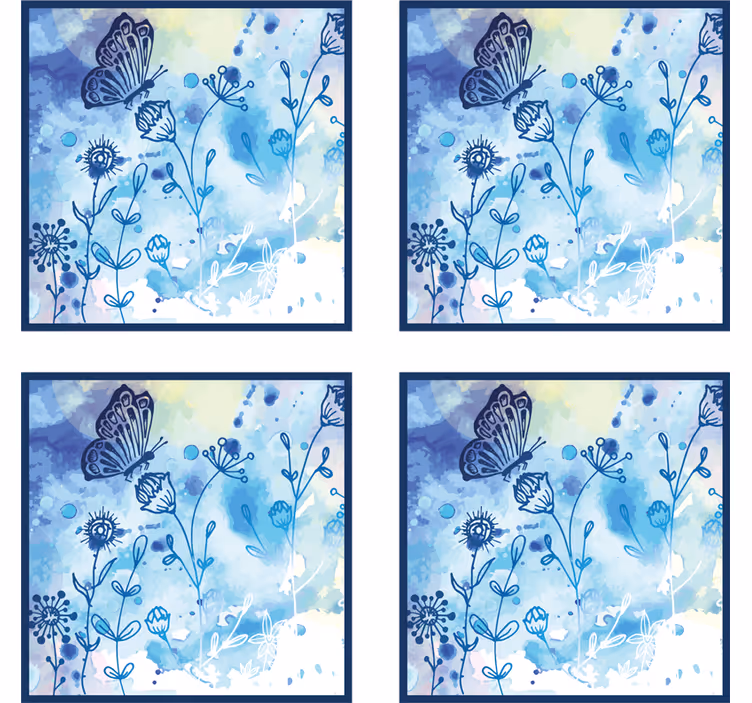 Blomster tegning og sommerfugler dalbane - Tenstickers