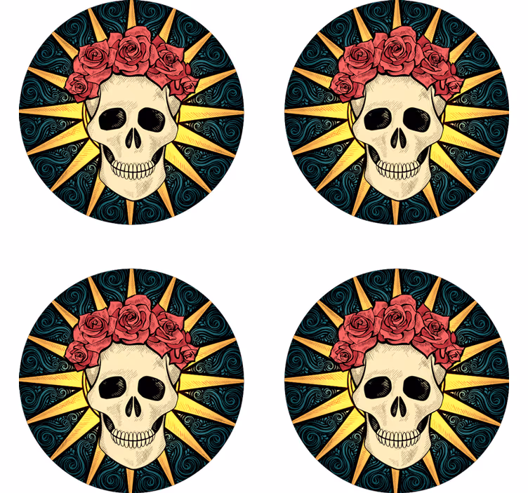 Kvinner skalle med rose Halloween underlag - Tenstickers