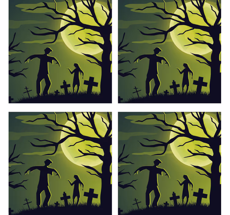 Halloween underlag zombies under måneskinn - Tenstickers