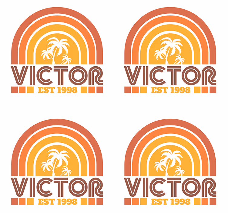 Underlag tilpasset retro palmetrær emblem - Tenstickers