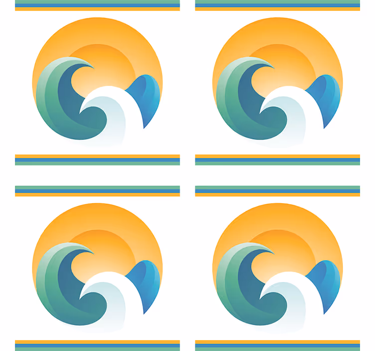 Underlag moderne med stiliserte bølger og solnedgang - Tenstickers